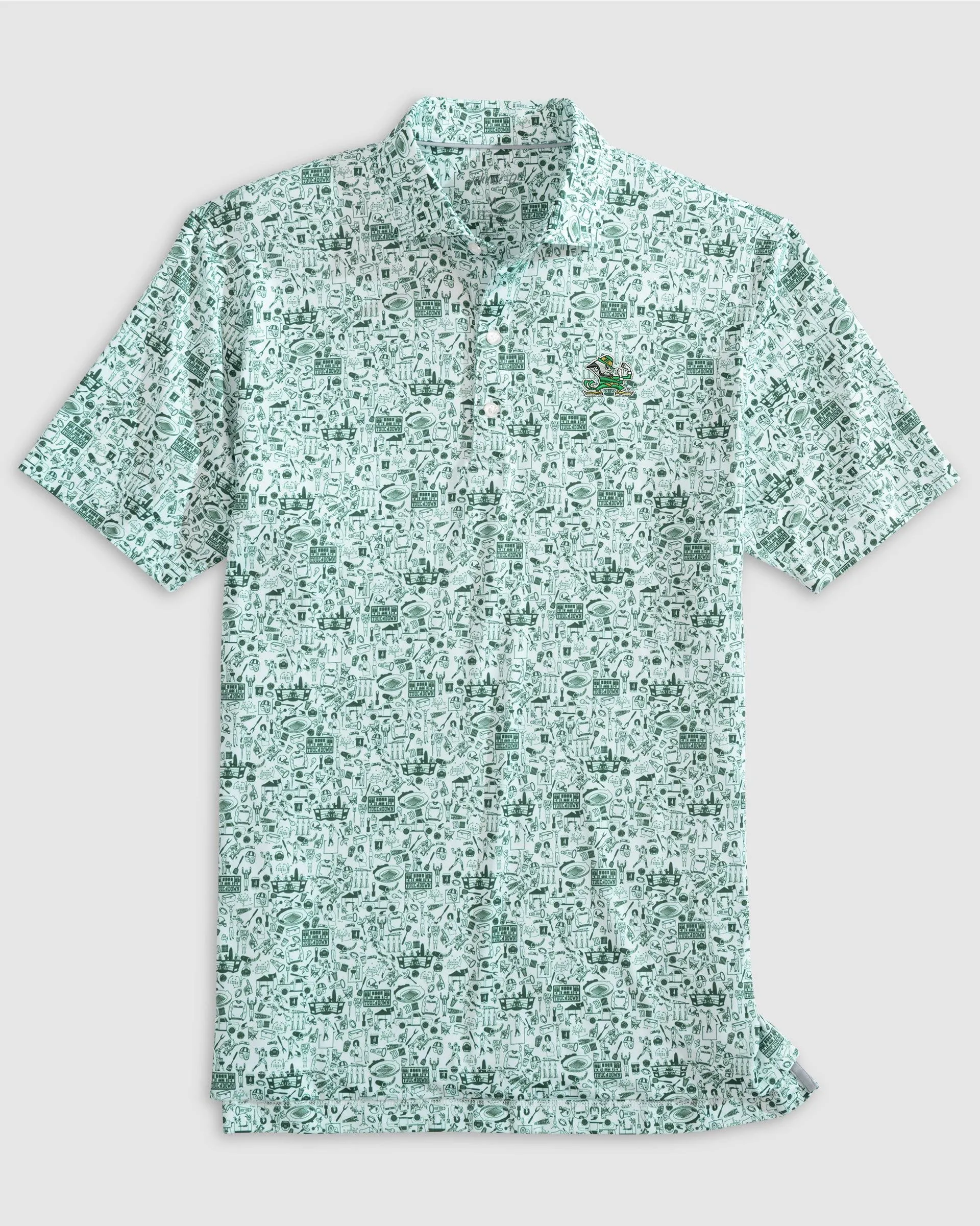Notre Dame Tailgater 2.0 Printed Jersey Performance Polo - Leprechaun Logo
