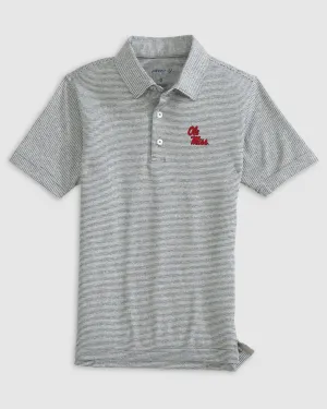 Ole Miss Lyndonn Jr. Striped Jersey Performance Polo - Stacked Logo