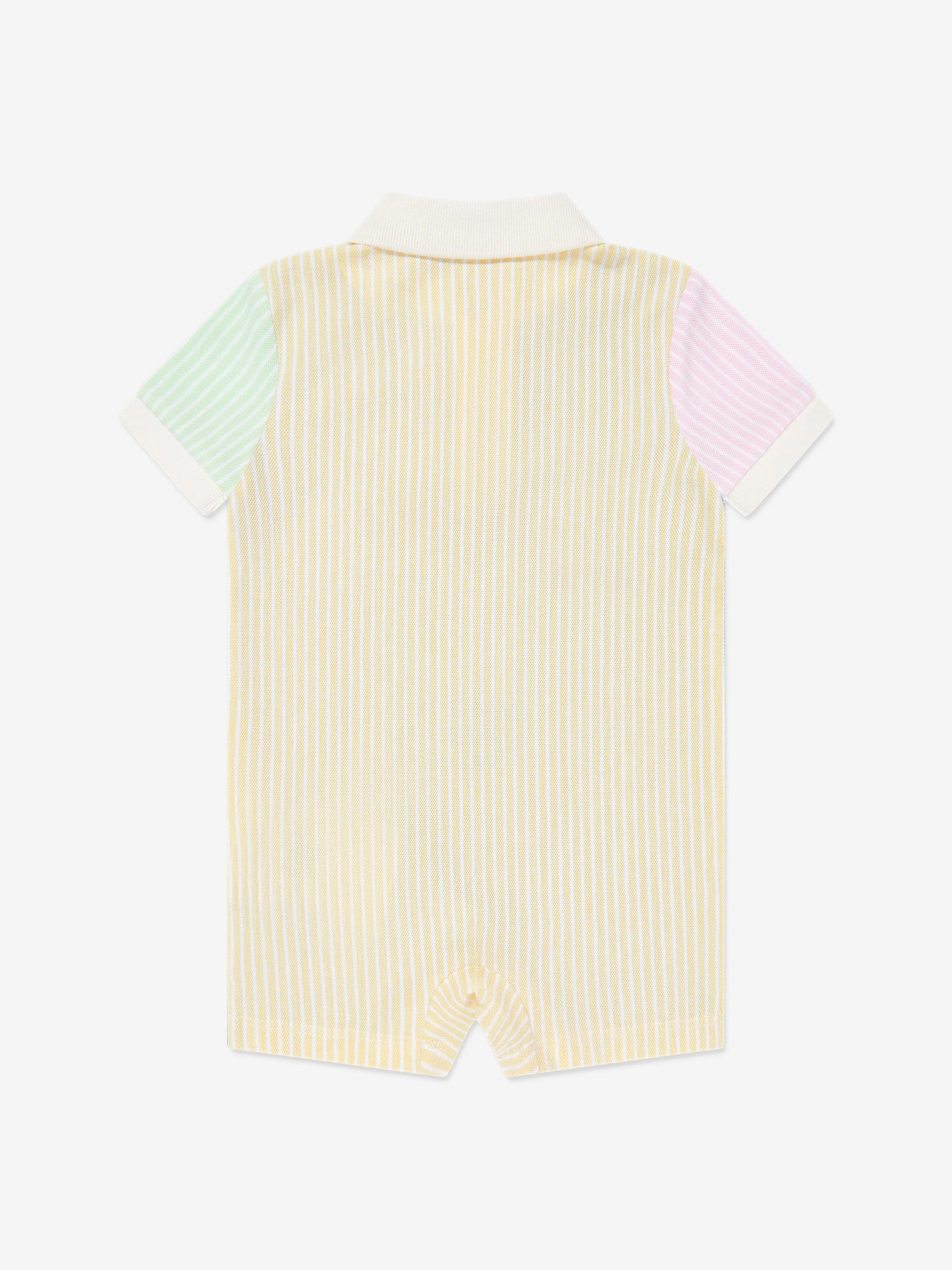 Ralph Lauren Baby Boys Striped Logo Romper in Blue