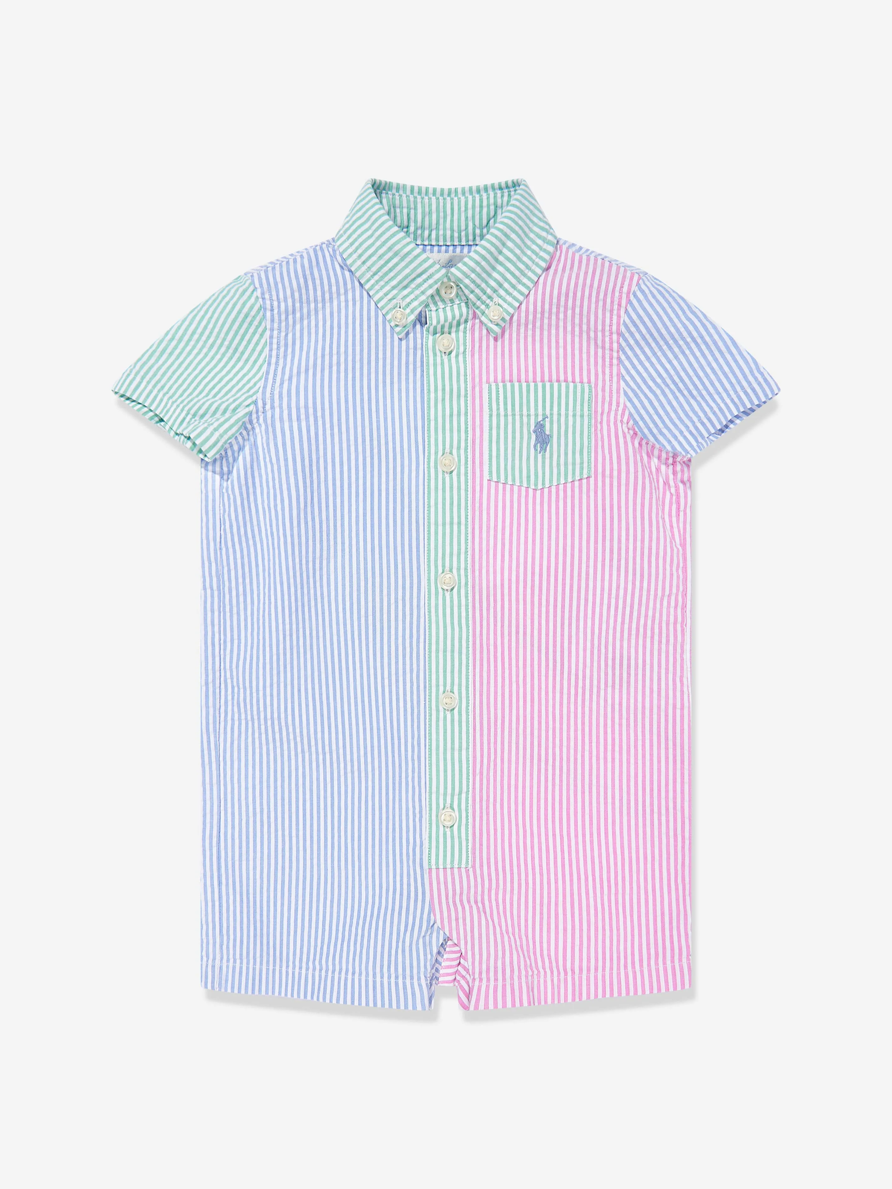 Ralph Lauren Baby Boys Striped Romper in Blue