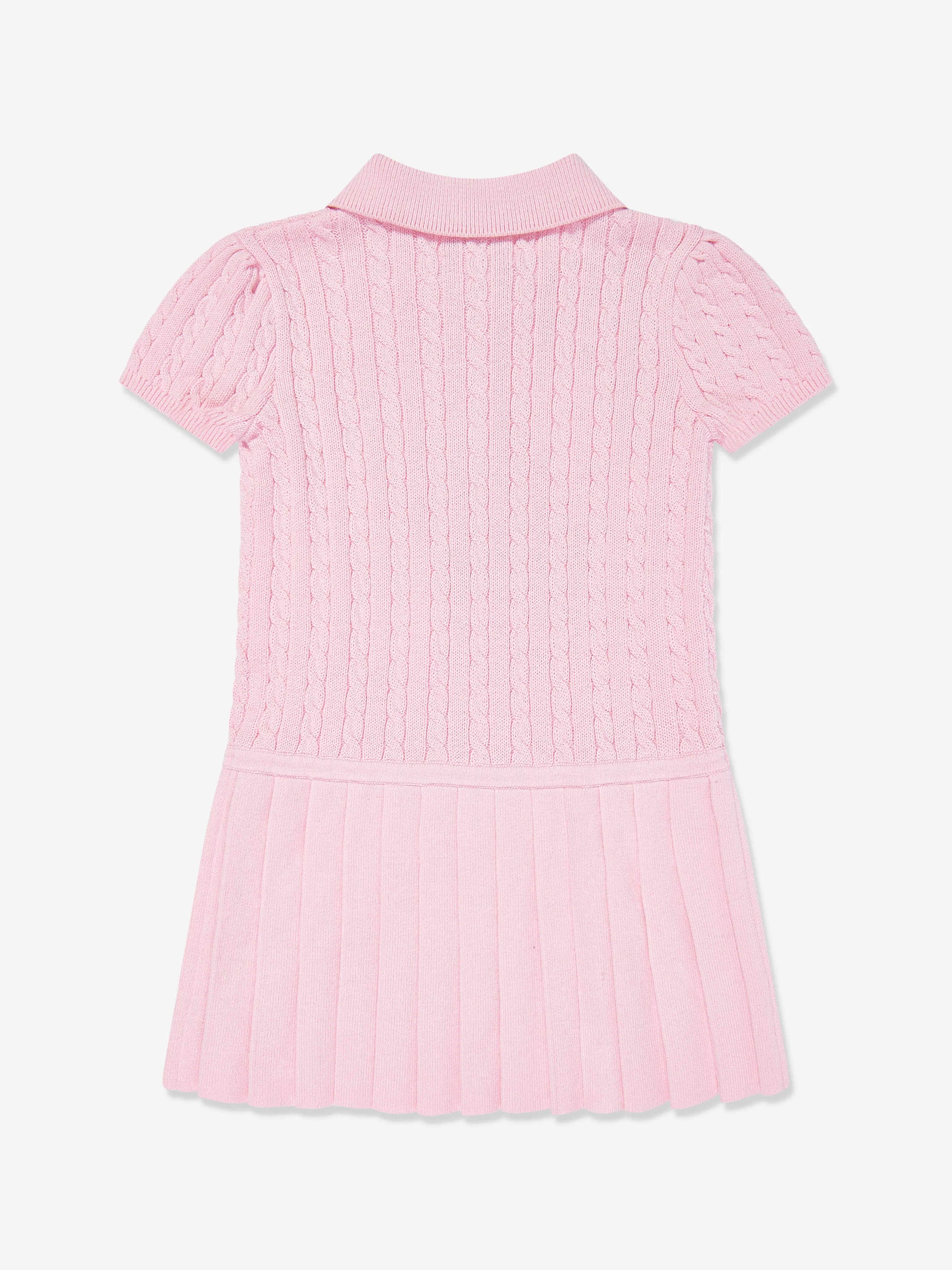 Ralph Lauren Baby Girls Mini Cable Knit Dress in Pink