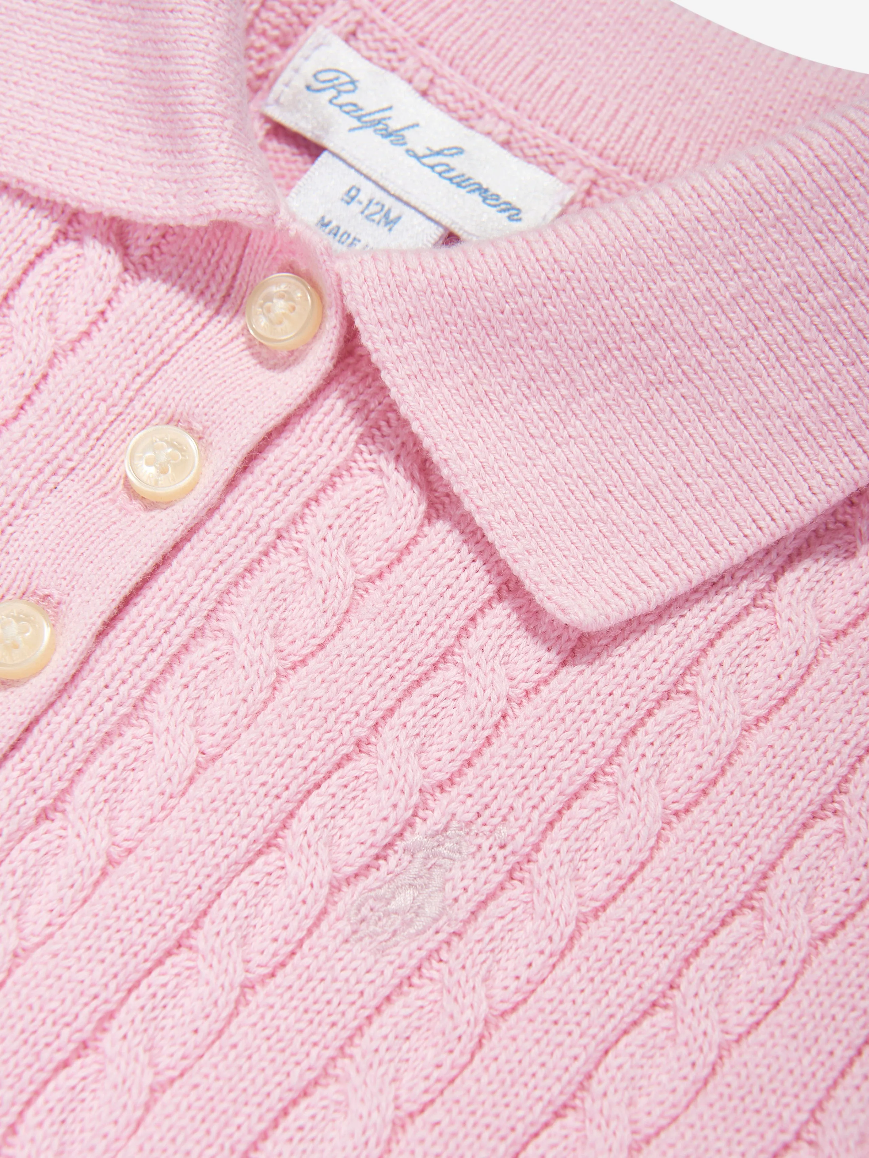 Ralph Lauren Baby Girls Mini Cable Knit Dress in Pink