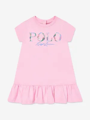 Ralph Lauren Baby Girls Polo Logo Dress in Pink