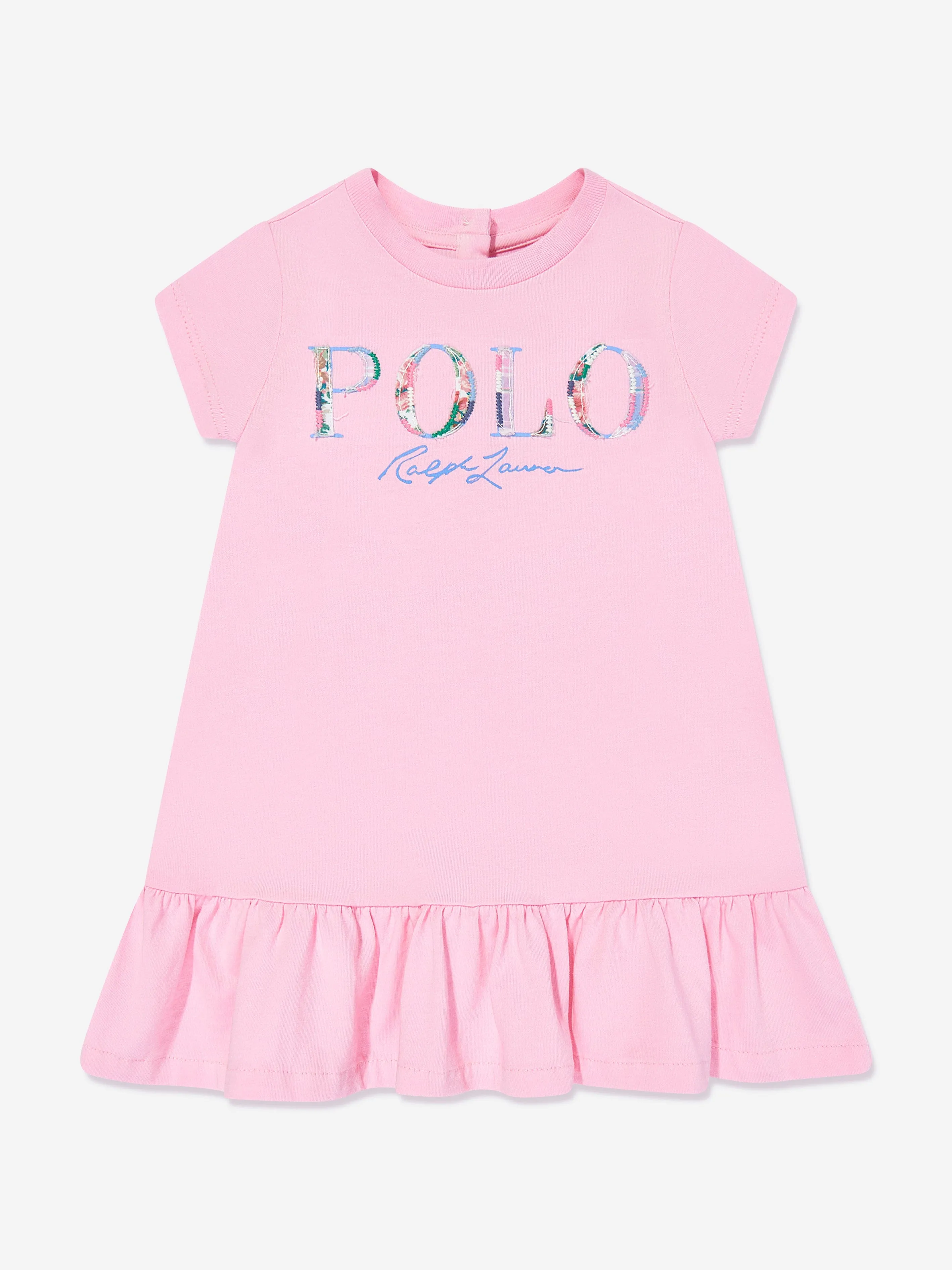 Ralph Lauren Baby Girls Polo Logo Dress in Pink