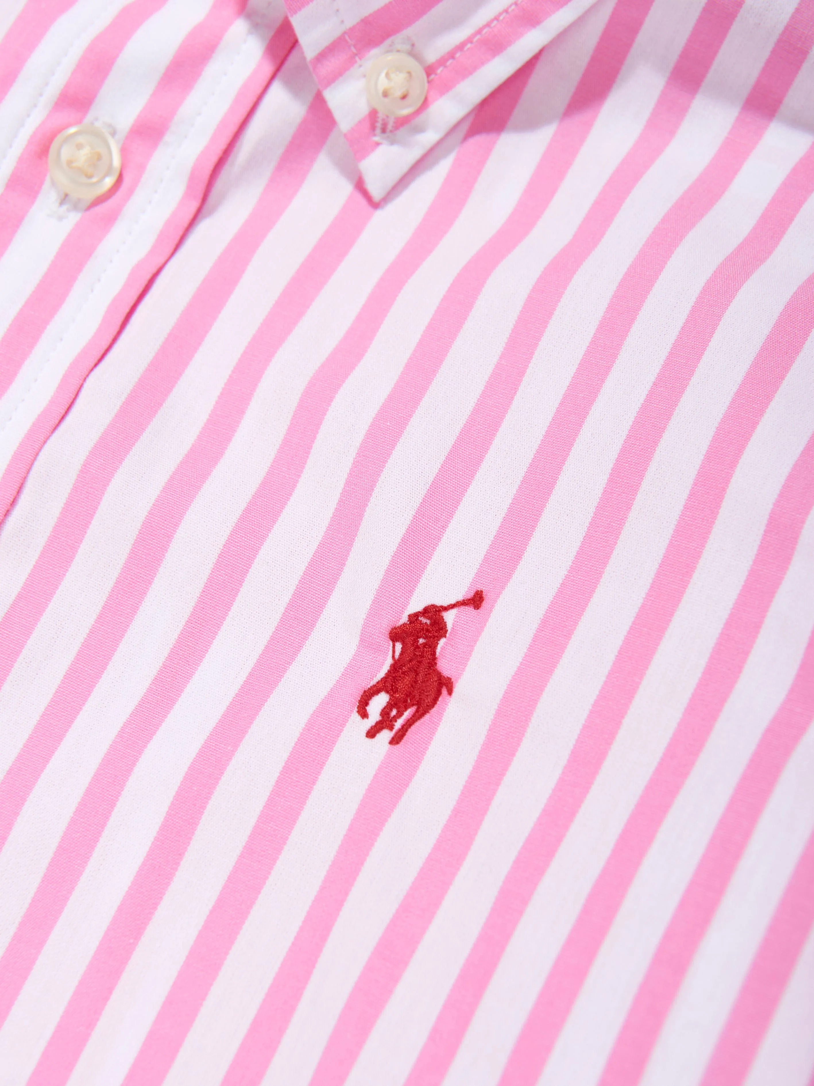 Ralph Lauren Boys Striped Logo Shirt in Pink