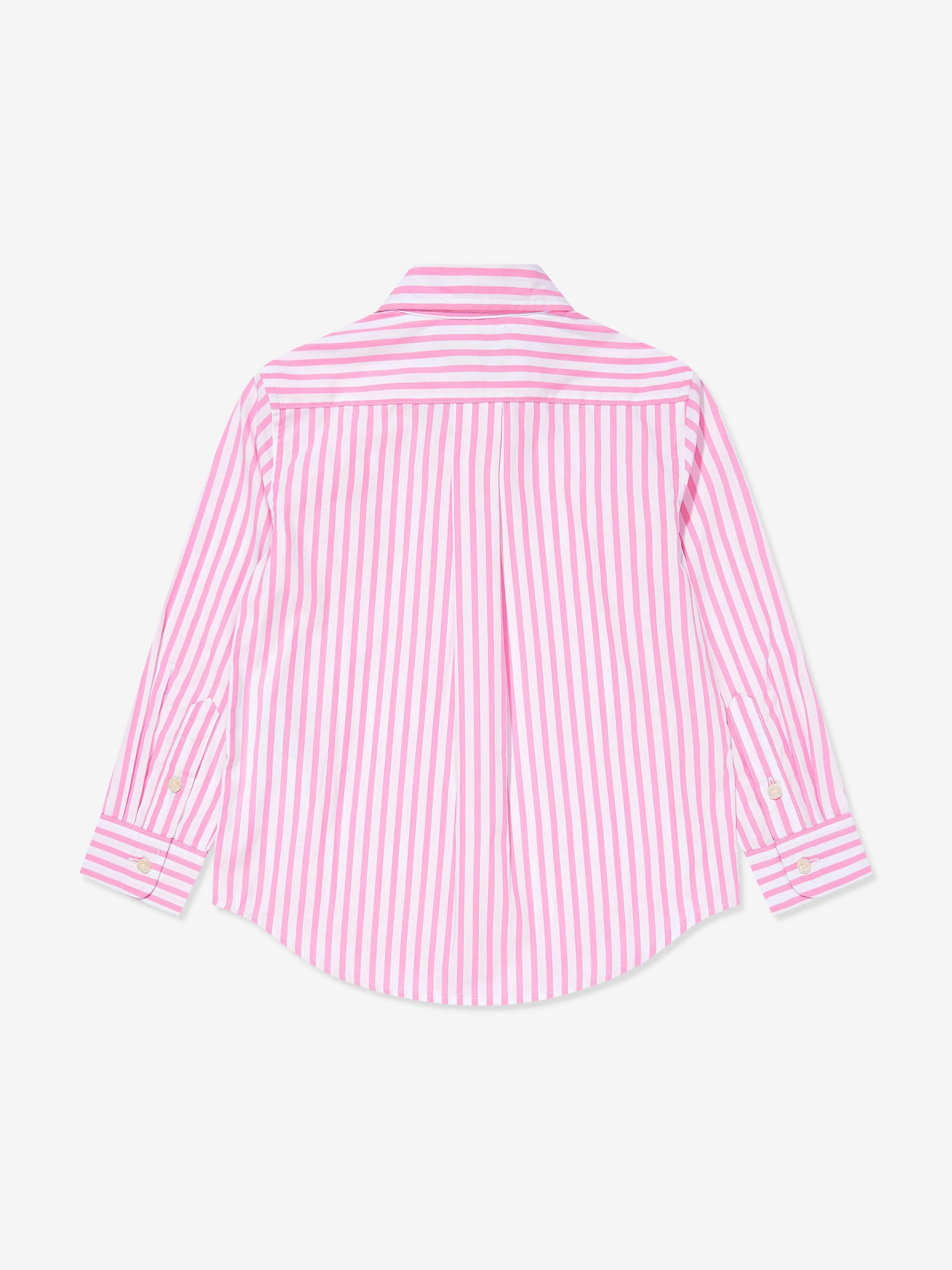 Ralph Lauren Boys Striped Logo Shirt in Pink