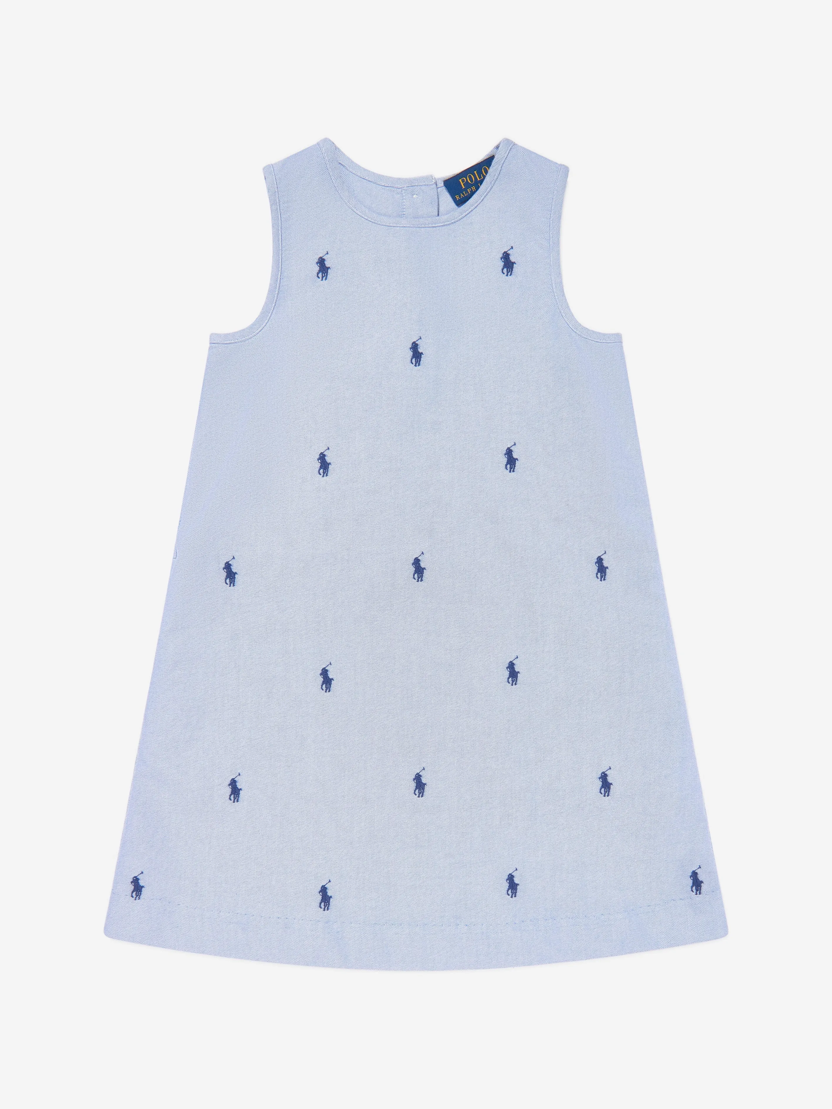 Ralph Lauren Girls Sleeveless Logo Dress in Blue