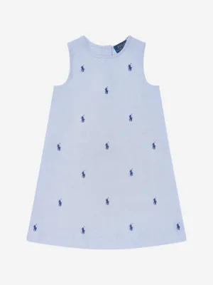 Ralph Lauren Girls Sleeveless Logo Dress in Blue