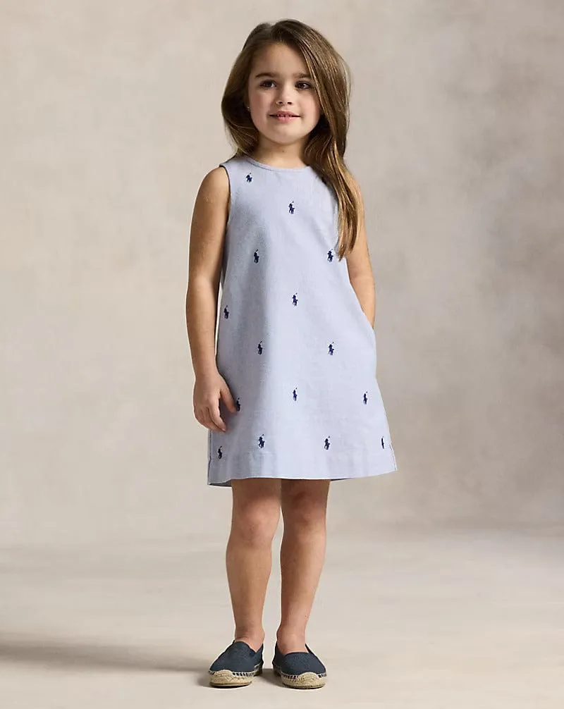Ralph Lauren Girls Sleeveless Logo Dress in Blue