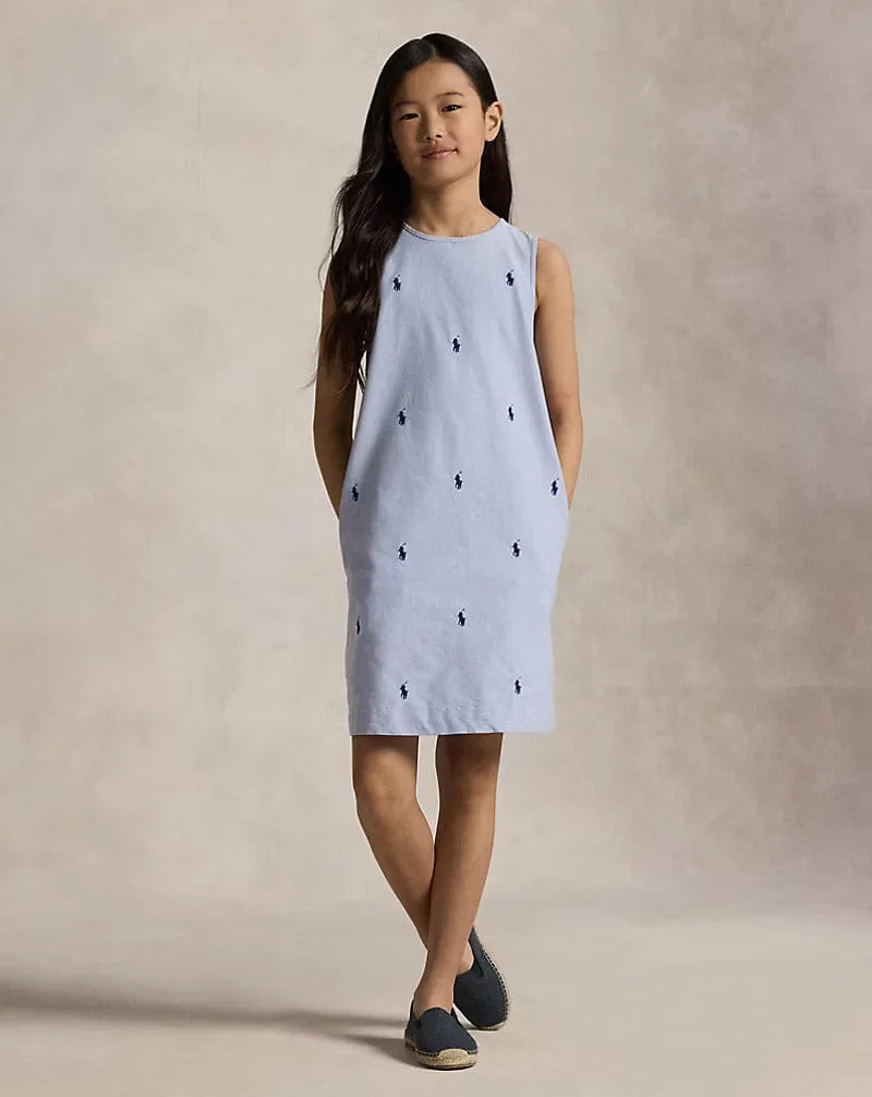 Ralph Lauren Girls Sleeveless Logo Dress in Blue