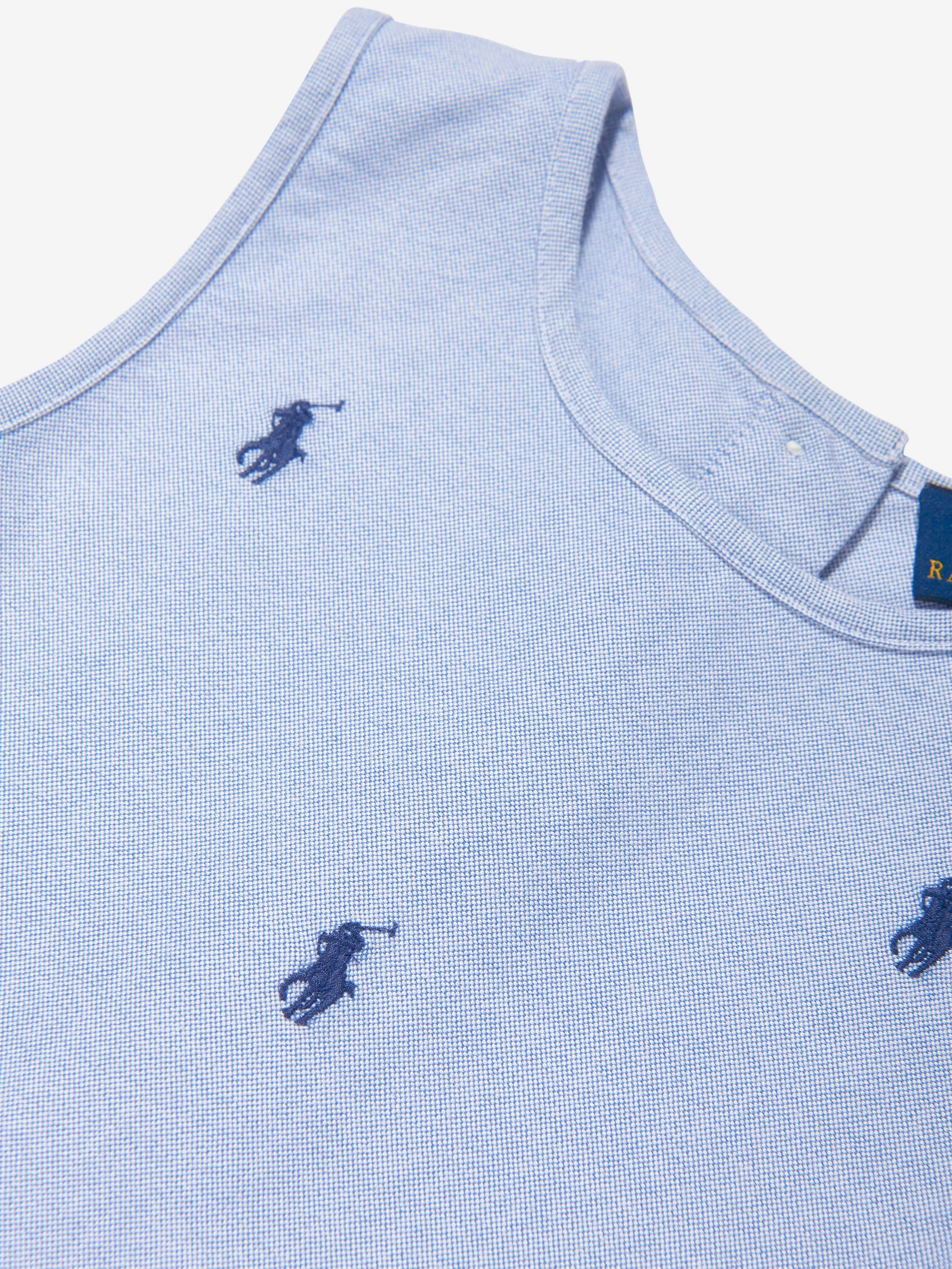 Ralph Lauren Girls Sleeveless Logo Dress in Blue