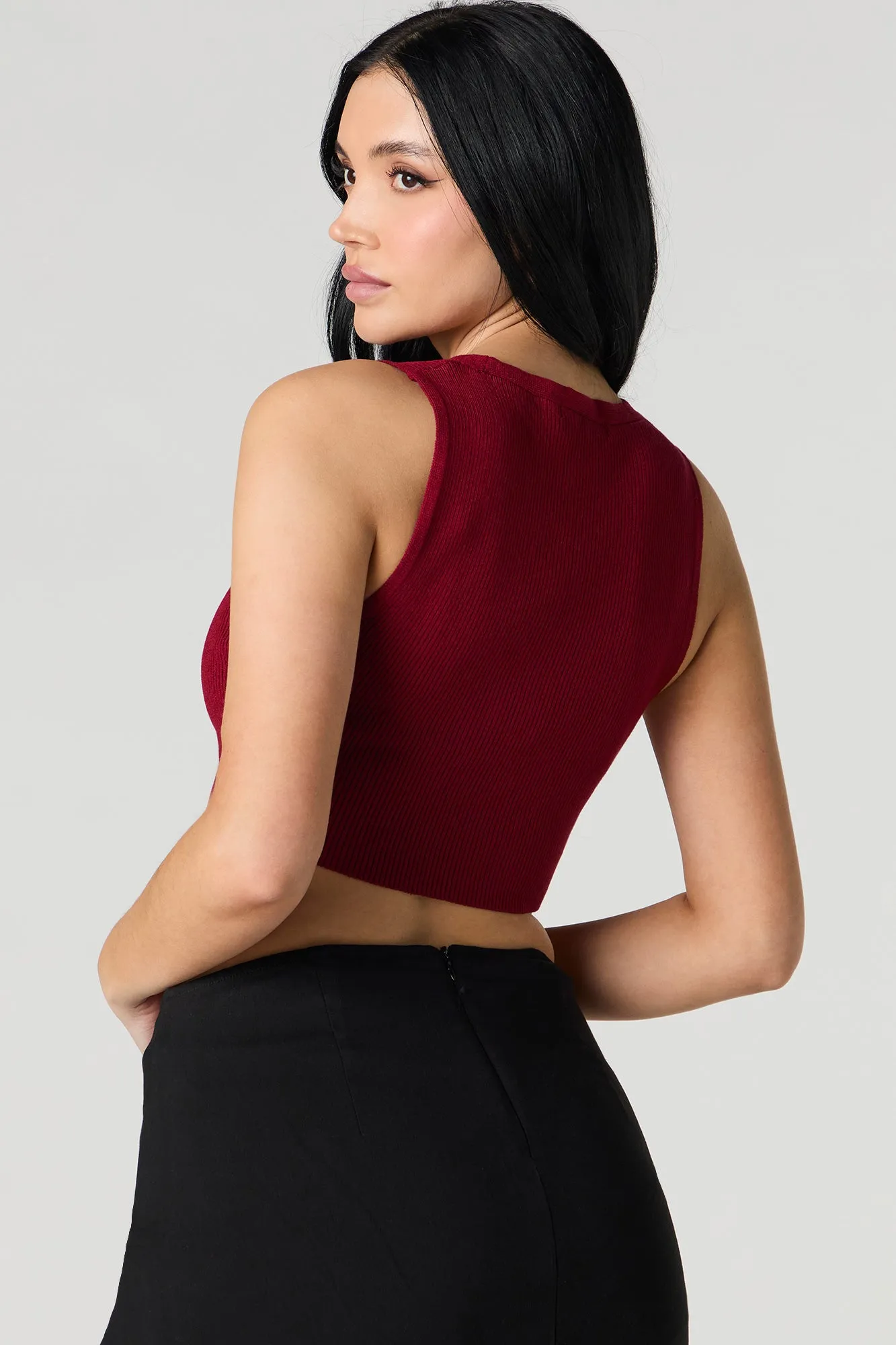 Ribbed Knit Cropped Vest