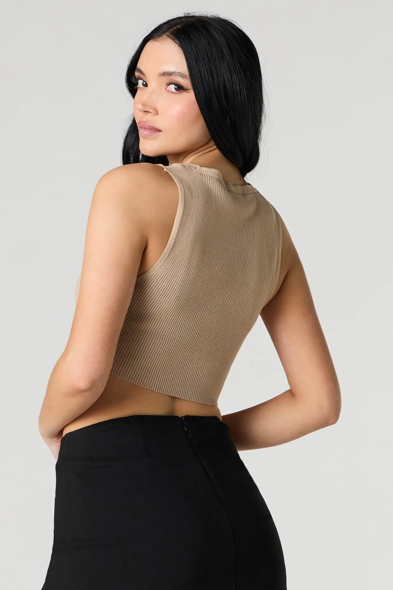 Ribbed Knit Cropped Vest