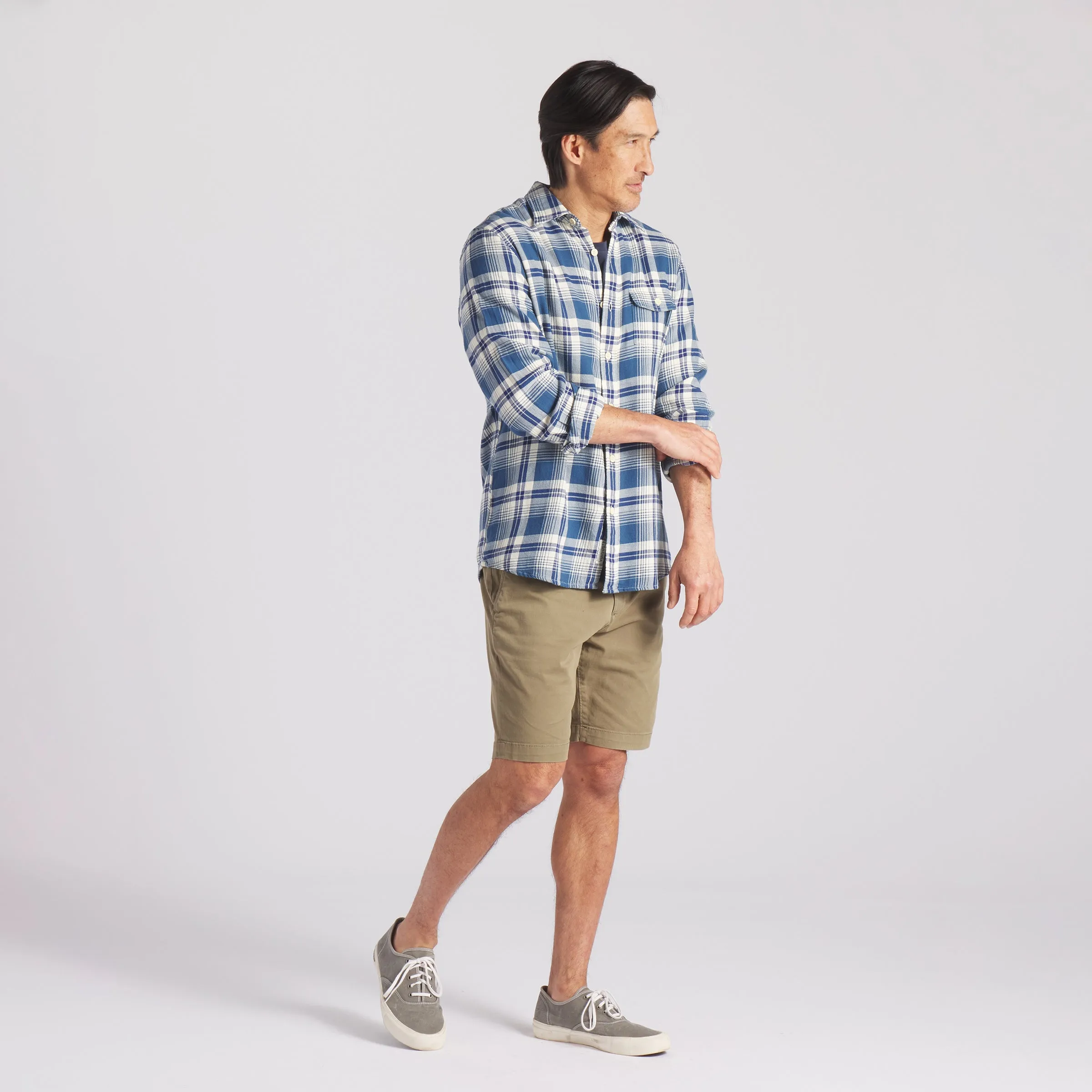 Rugged Twill Shirt - Navy Cream Plaid (Final Sale)*