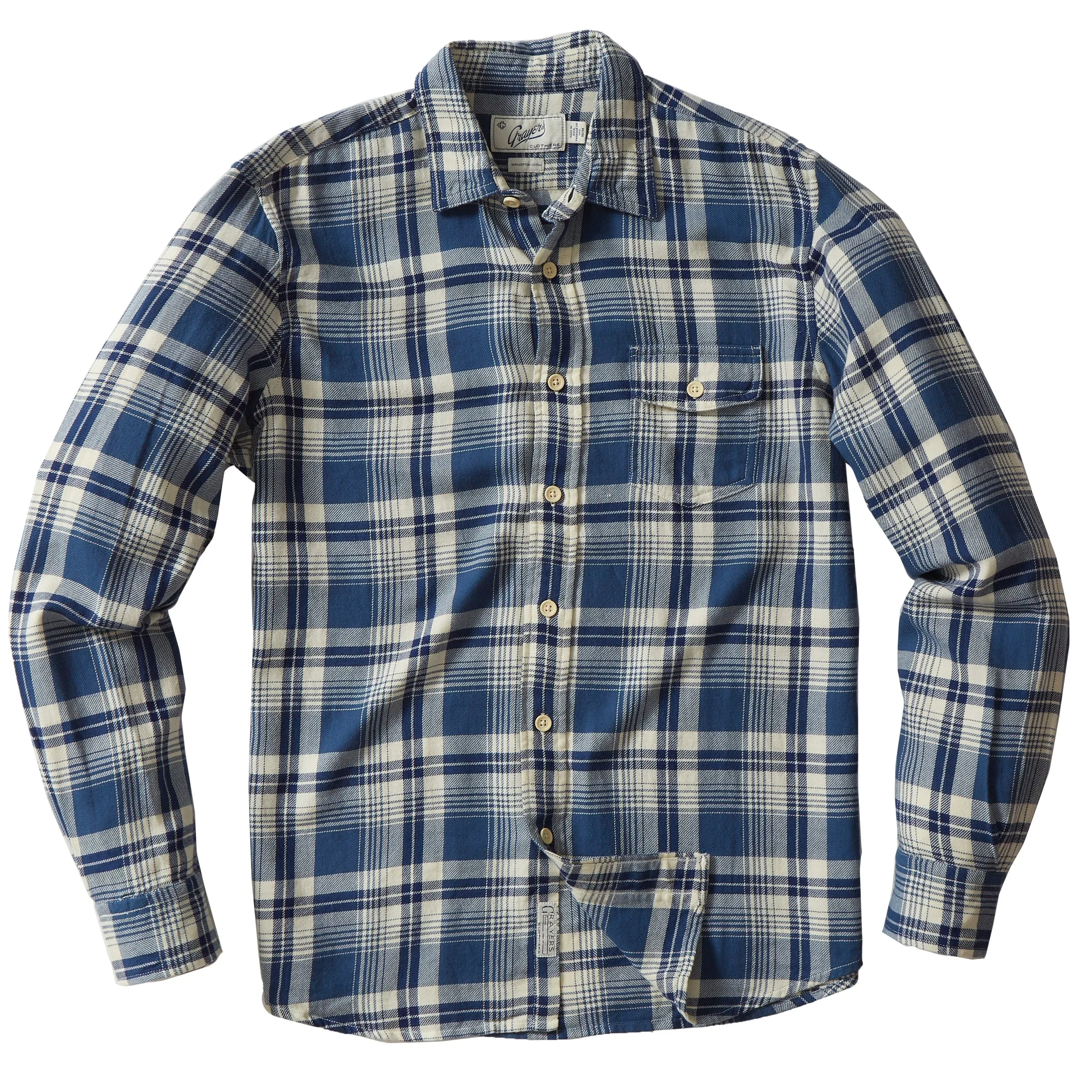 Rugged Twill Shirt - Navy Cream Plaid (Final Sale)*