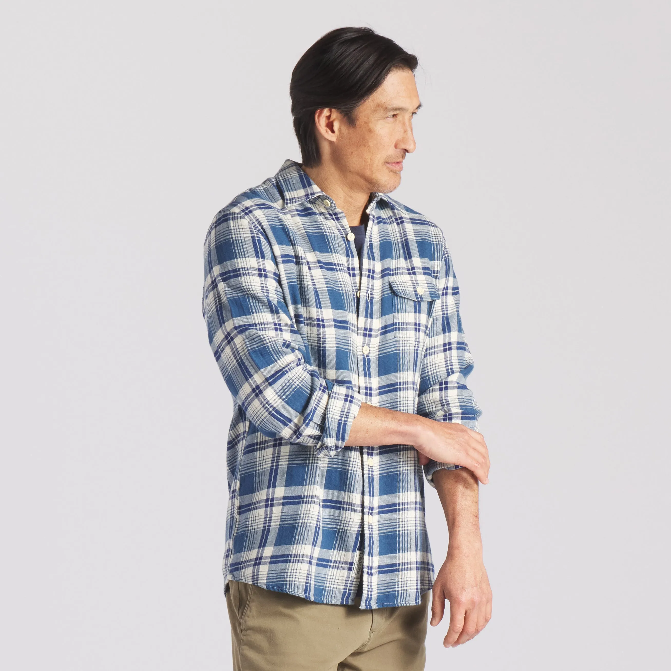 Rugged Twill Shirt - Navy Cream Plaid (Final Sale)*