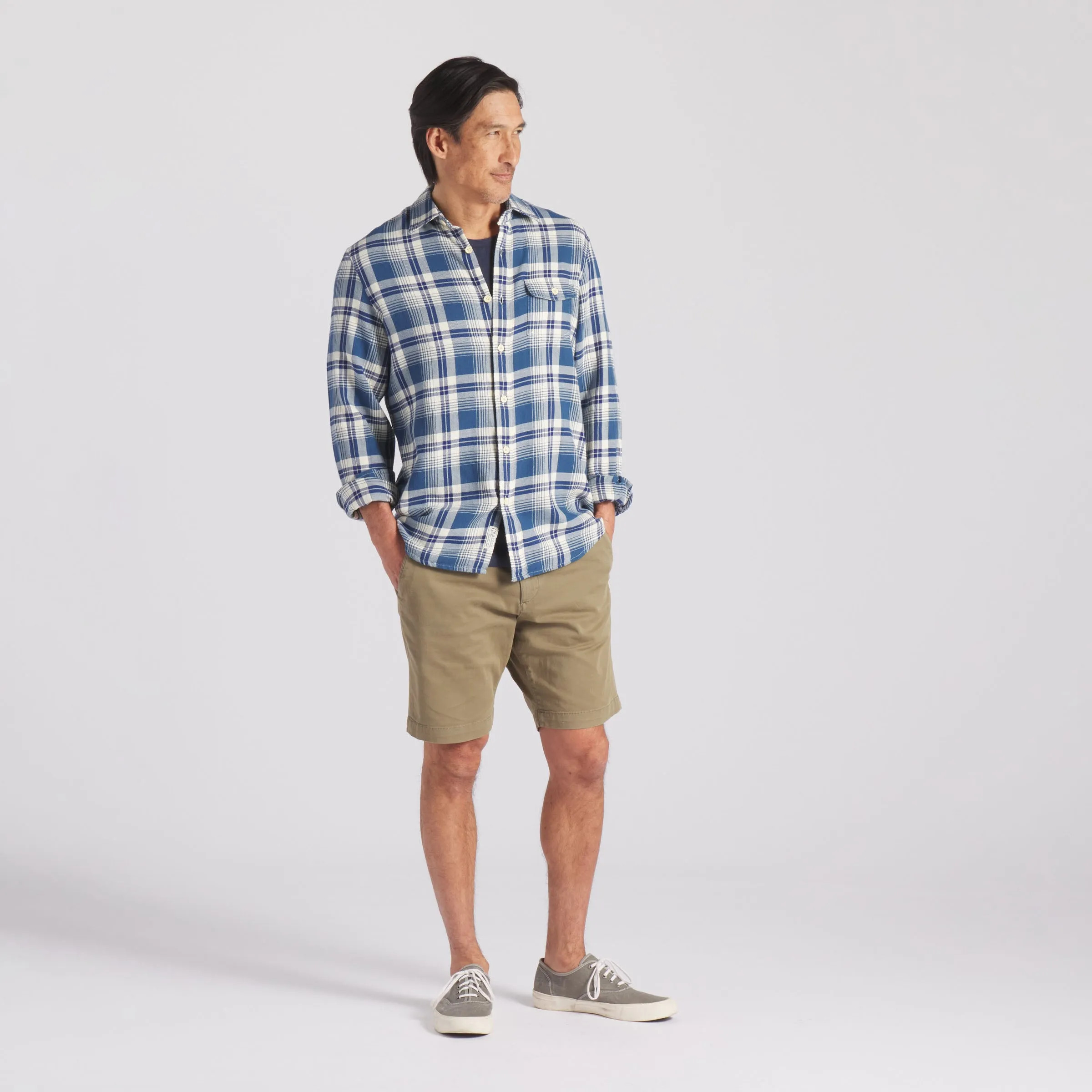 Rugged Twill Shirt - Navy Cream Plaid (Final Sale)*
