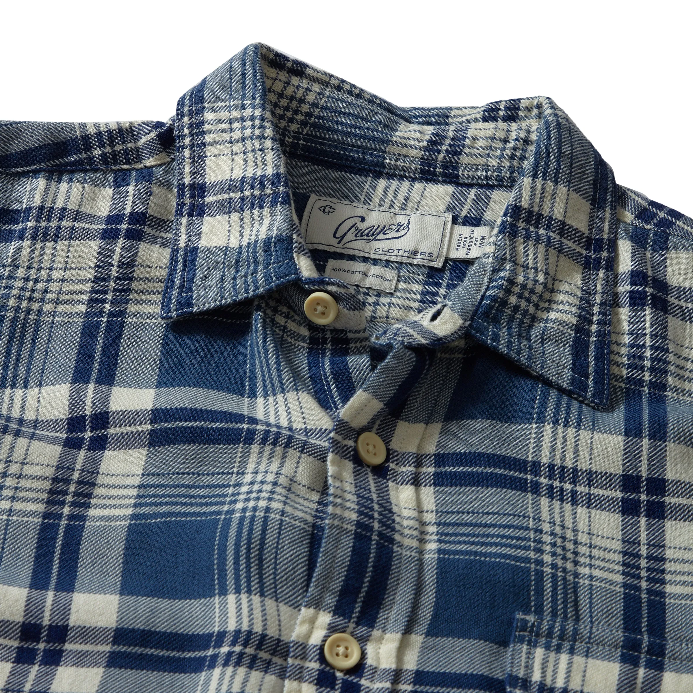 Rugged Twill Shirt - Navy Cream Plaid (Final Sale)*