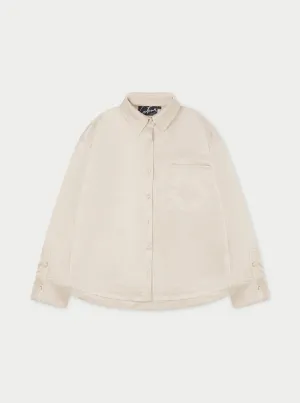 SATIN EMBLEM SHIRT - BEIGE