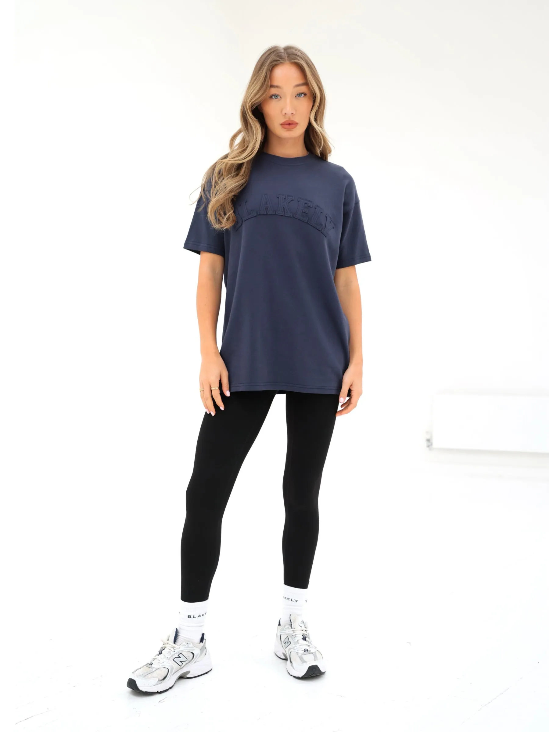 Tonal Varsity Oversized T-Shirt - True Navy