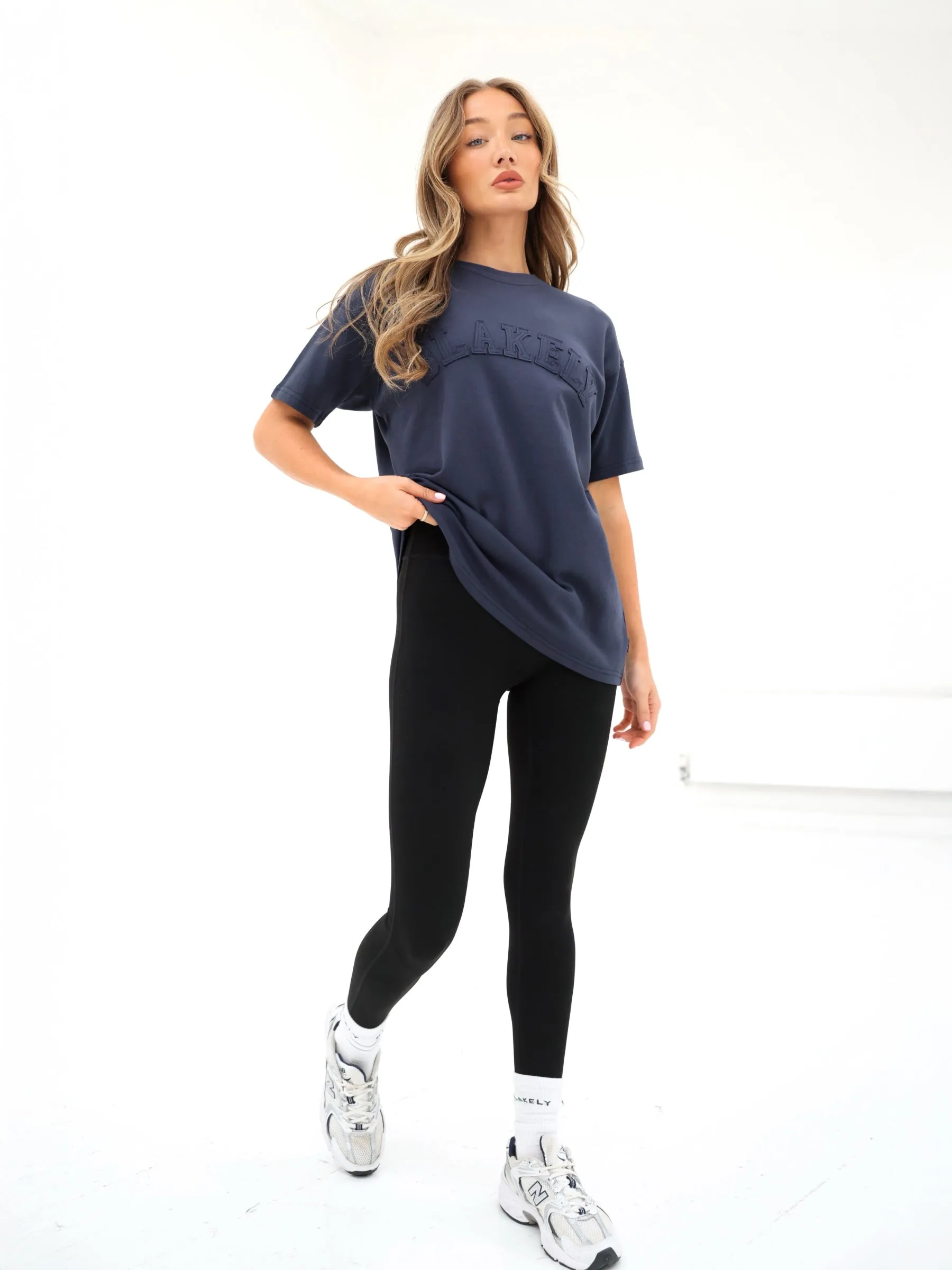 Tonal Varsity Oversized T-Shirt - True Navy
