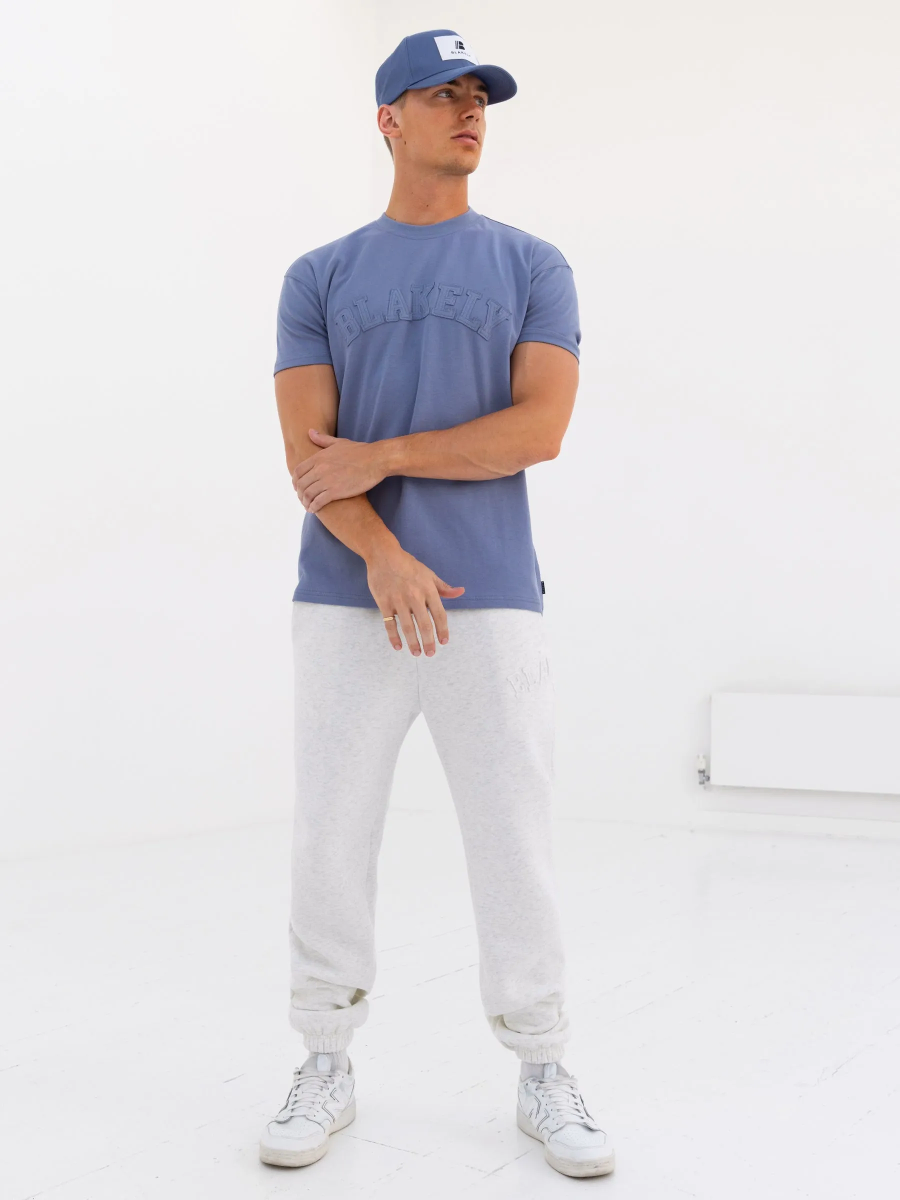 Tonal Varsity Relaxed T-Shirt - Granite Blue