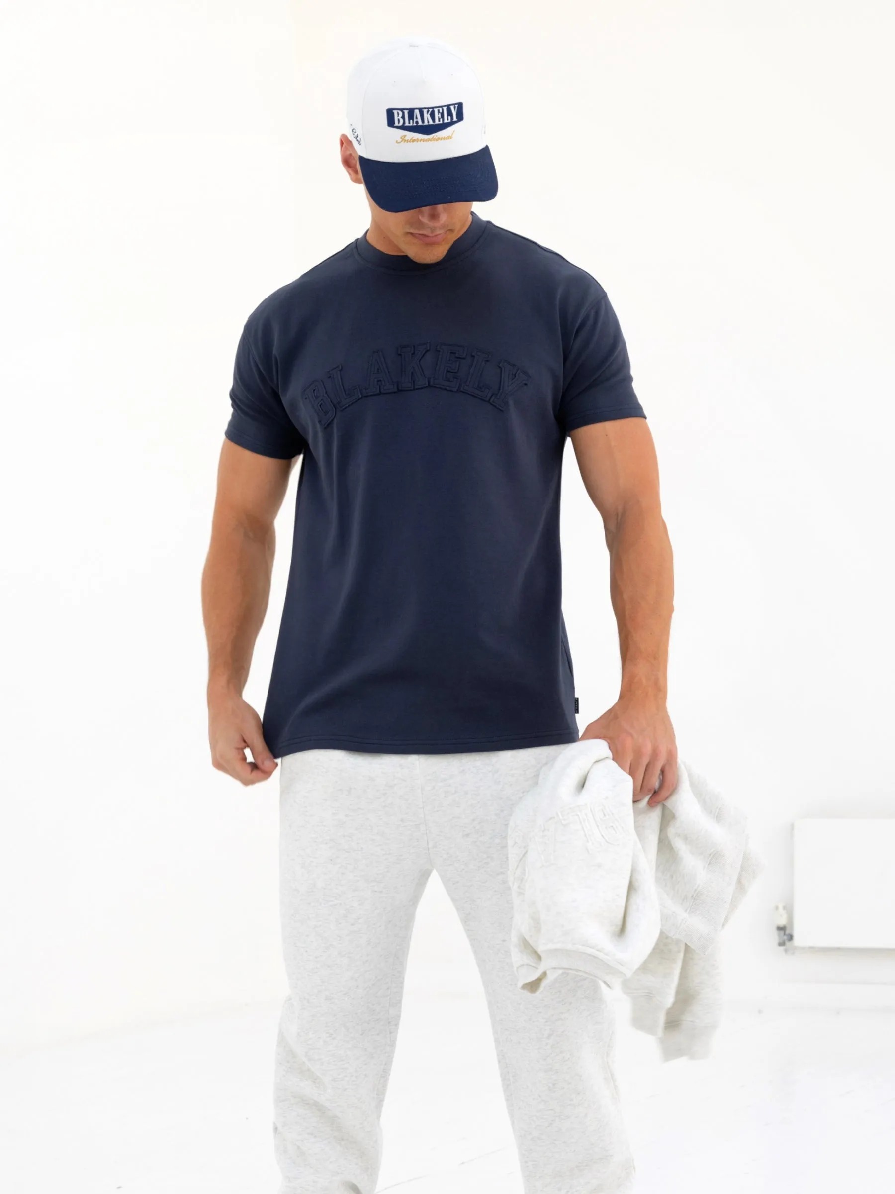 Tonal Varsity Relaxed T-Shirt - True Navy