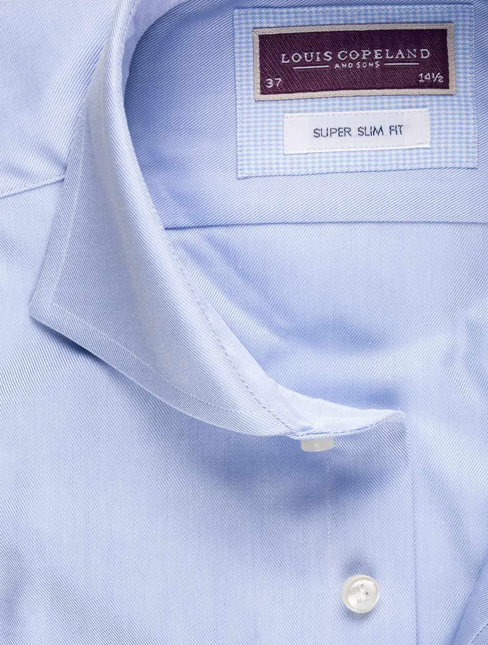 Twill Super Slim Single Cuff Shirt - Blue
