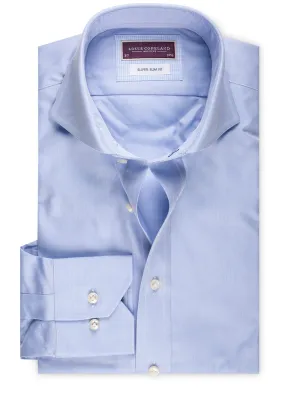 Twill Super Slim Single Cuff Shirt - Blue