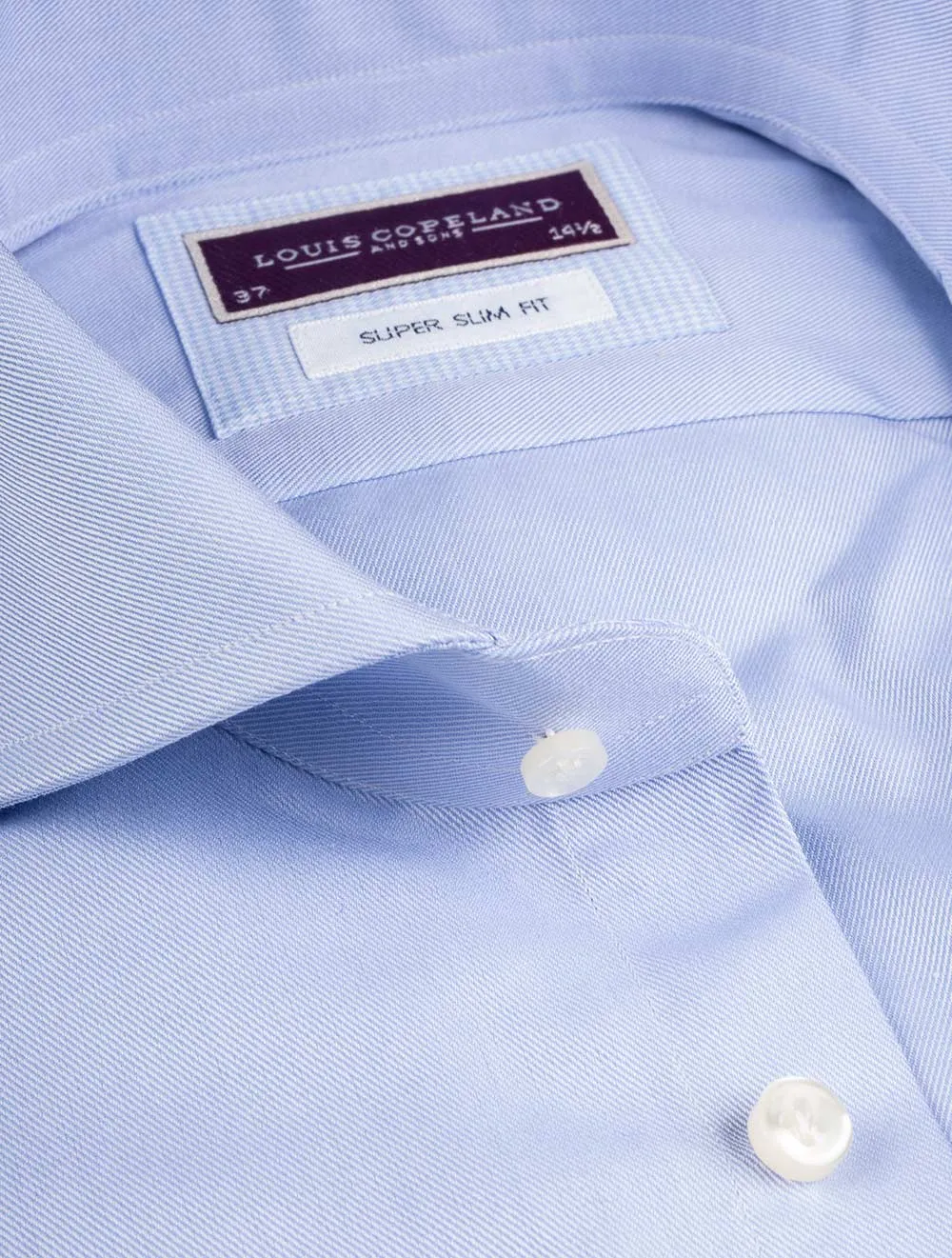 Twill Super Slim Single Cuff Shirt - Blue