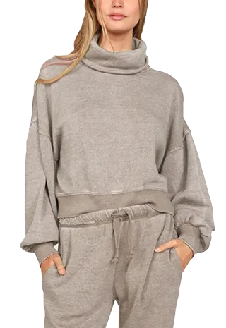 Vintage Havana Burnout Balloon Sleeve Cowlneck VH9903 Sage