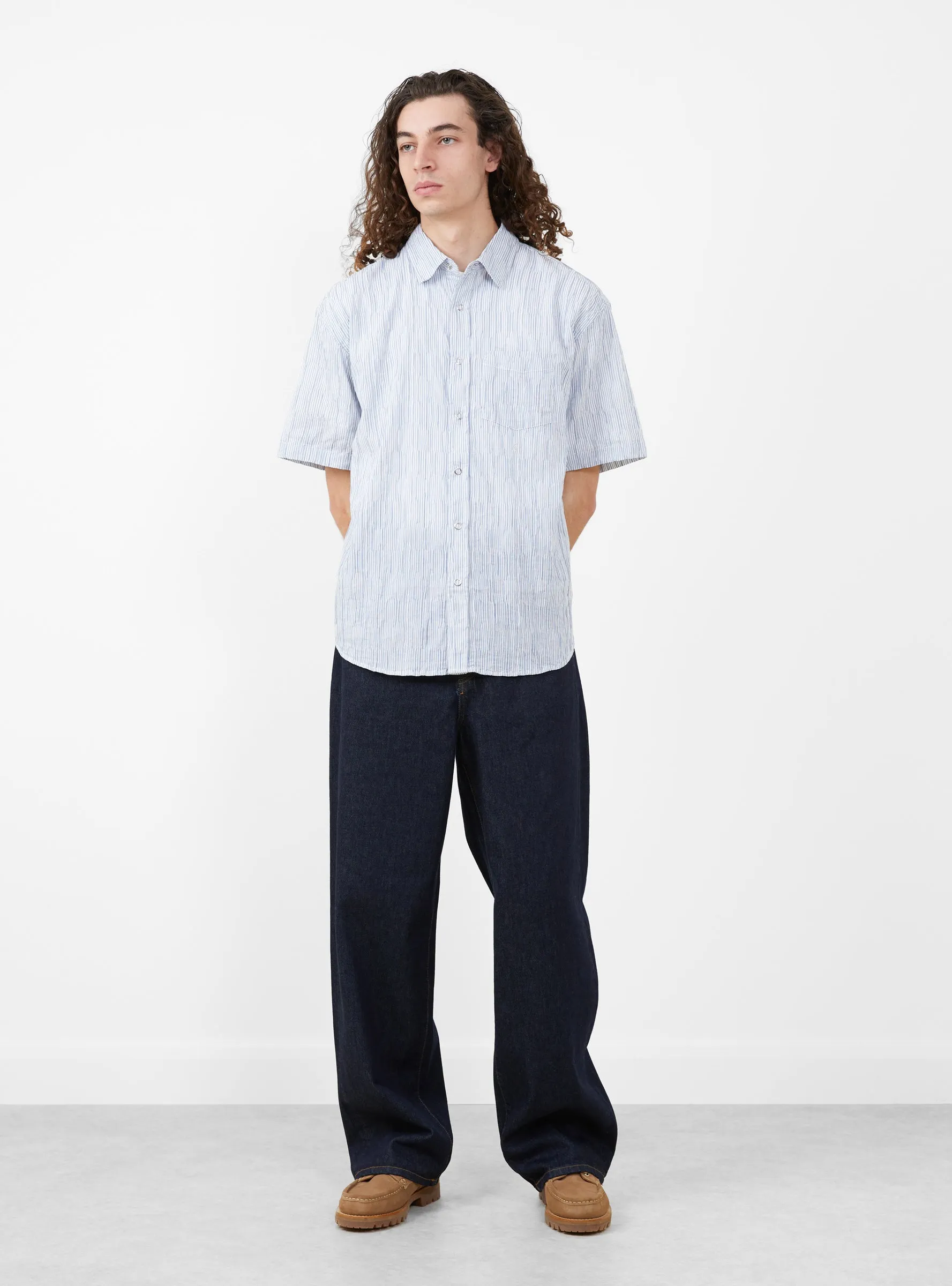 Wavy Striped Shirt Blue