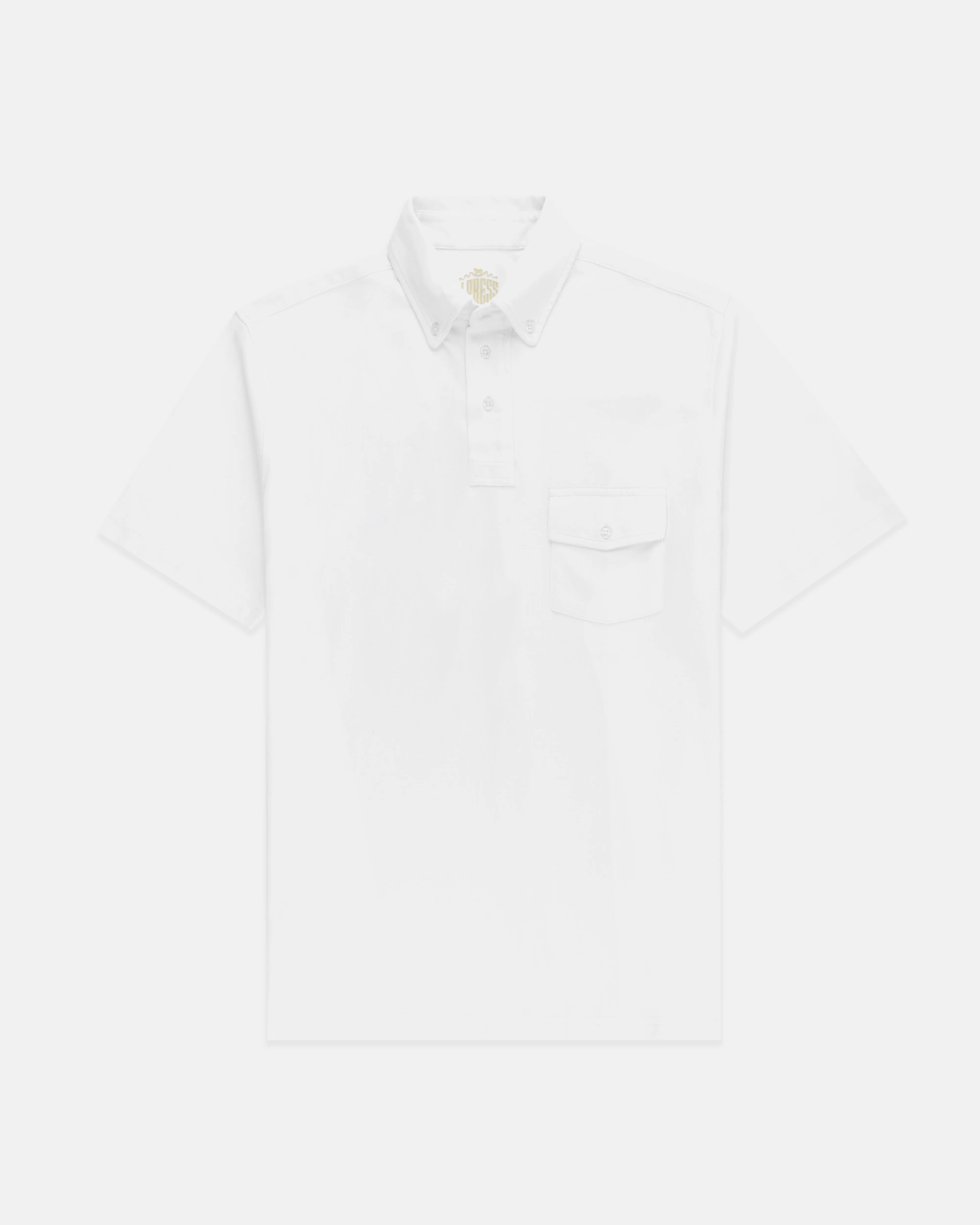 WHITE BUTTON DOWN COLLAR POLO SHIRT