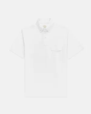 WHITE BUTTON DOWN COLLAR POLO SHIRT